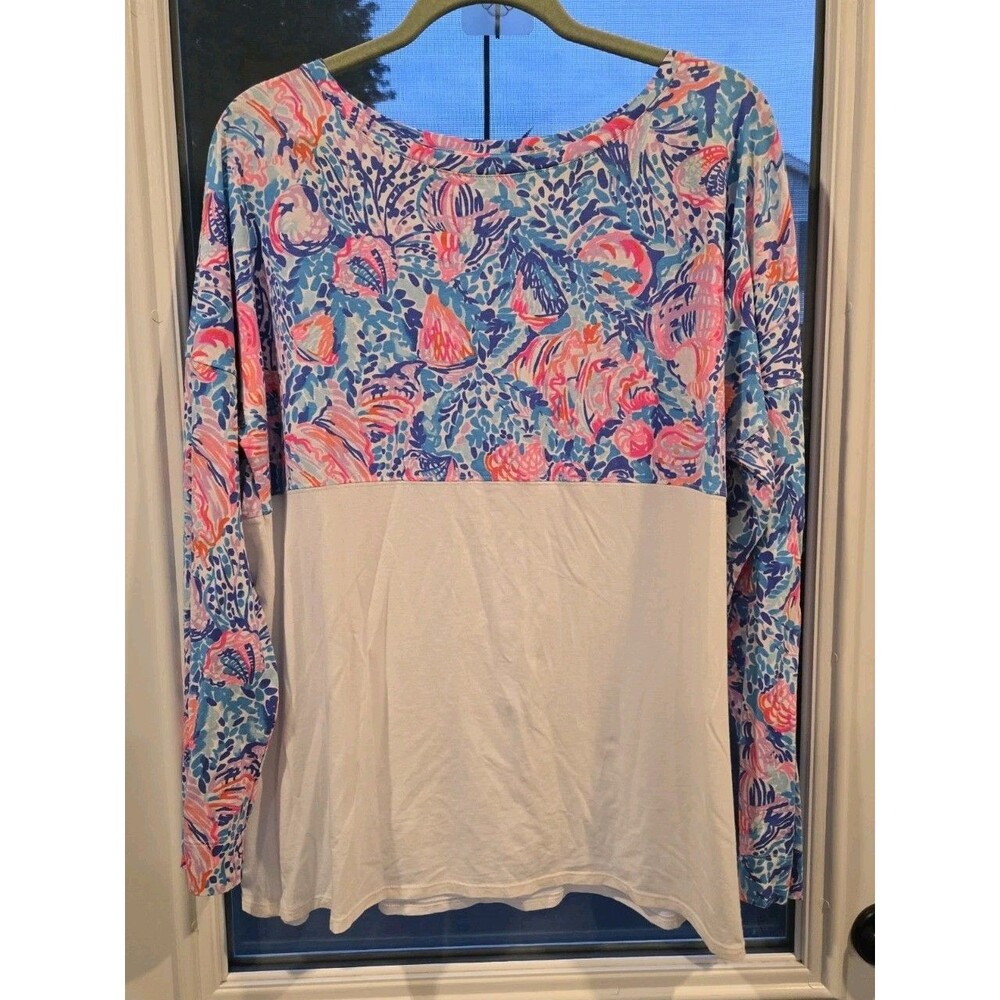 Lilly Pulitzer Finn Top Long Sleeve Cotton Multi Treasure Trove Size XL
